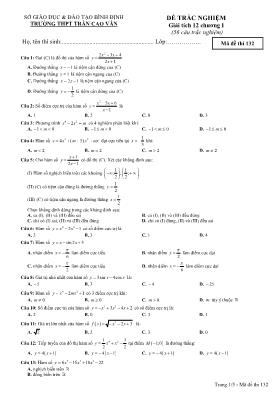 Đề thi trắc nghiệm Giải tích 12 - Mã đề thi 132 - Trường THPT Trần Cao Vân